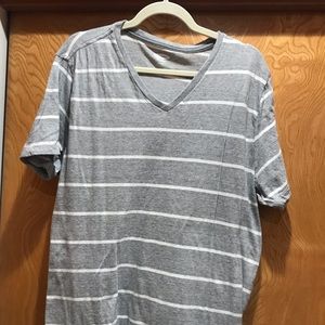 Old Navy V-Neck Gray White Stripes